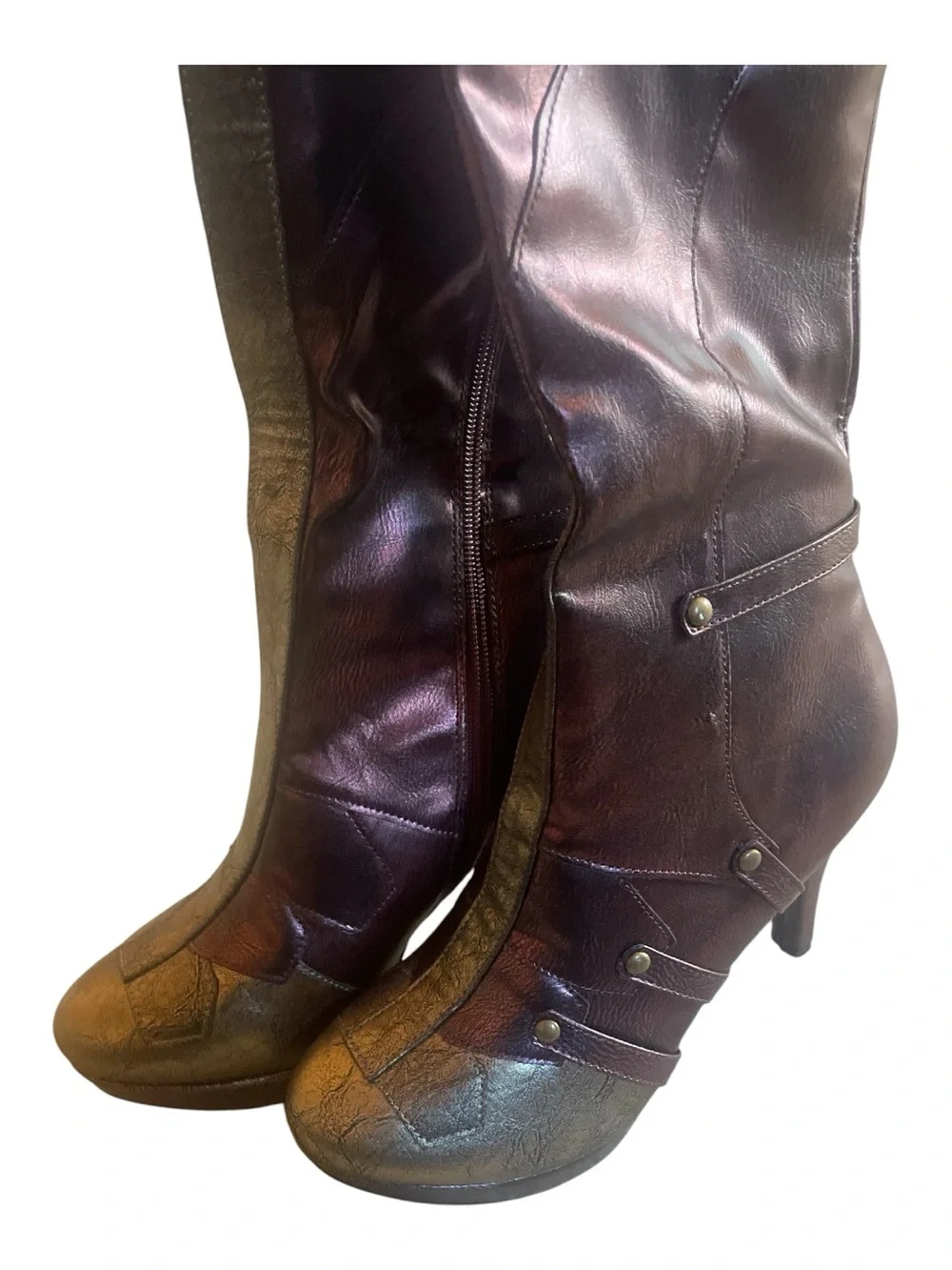 Wonder Woman Costume Boots 9 Burgundy Purple Gold Thigh High Cosplay Heel